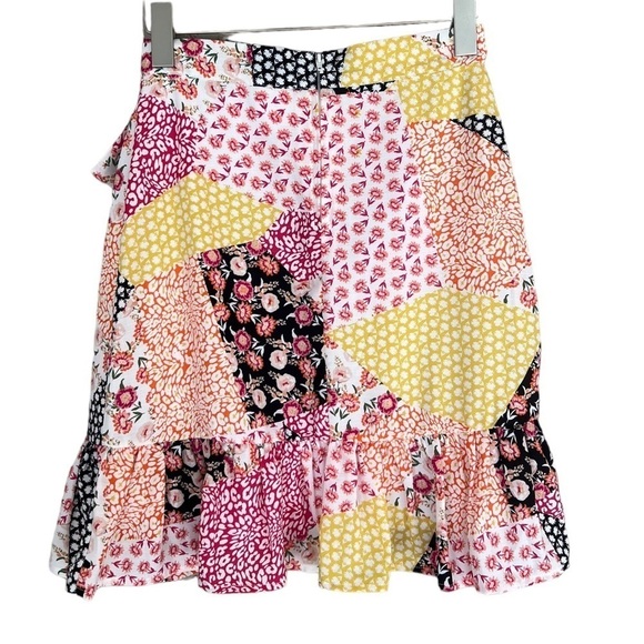 Rare Additions Patchwork Floral Ruffle Wrap Skirt Size 16 - Picture 2 of 8